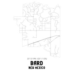 Obraz premium Bard New Mexico. US street map with black and white lines.