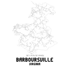 Barboursville Virginia. US street map with black and white lines.