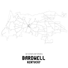 Bardwell Kentucky. US street map with black and white lines.