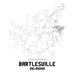 Bartlesville Oklahoma. US street map with black and white lines.