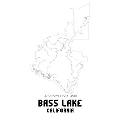 Bass Lake California. US street map with black and white lines.