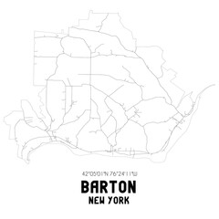 Barton New York. US street map with black and white lines.