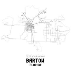 Bartow Florida. US street map with black and white lines.