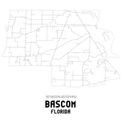 Bascom Florida. US street map with black and white lines.