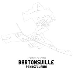 Bartonsville Pennsylvania. US street map with black and white lines.