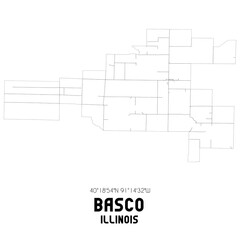 Basco Illinois. US street map with black and white lines.