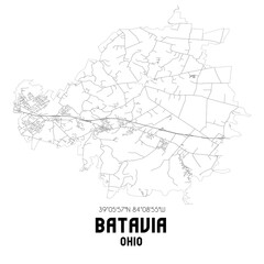 Batavia Ohio. US street map with black and white lines.