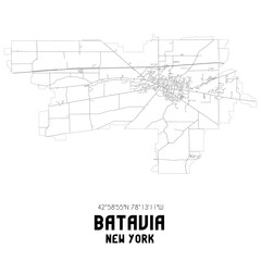 Batavia New York. US street map with black and white lines.