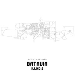 Batavia Illinois. US street map with black and white lines.
