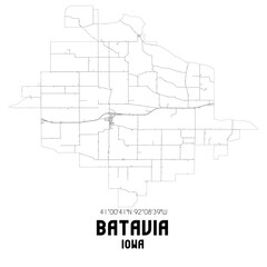 Obraz premium Batavia Iowa. US street map with black and white lines.