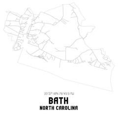 Obraz premium Bath North Carolina. US street map with black and white lines.