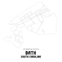 Bath South Carolina. US street map with black and white lines.