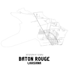 Baton Rouge Louisiana. US street map with black and white lines.