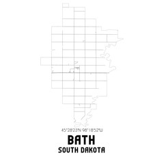 Bath South Dakota. US street map with black and white lines.