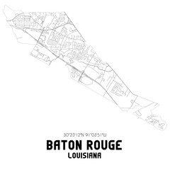 Baton Rouge Louisiana. US street map with black and white lines.