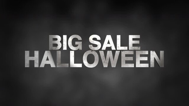 Halloween Big Sale on night sky with white smoke, motion holidays, horror and Halloween style background