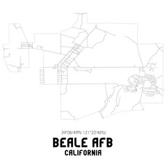 Beale Afb California. US street map with black and white lines.