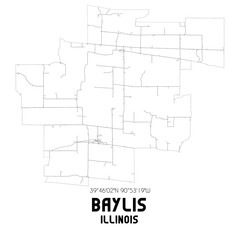 Baylis Illinois. US street map with black and white lines.