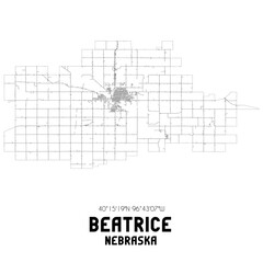 Beatrice Nebraska. US street map with black and white lines. - obrazy, fototapety, plakaty