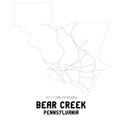 Bear Creek Pennsylvania. US street map with black and white lines.