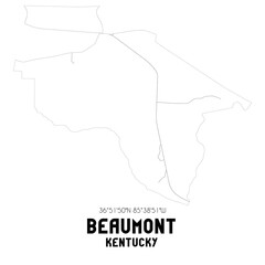 Beaumont Kentucky. US street map with black and white lines.