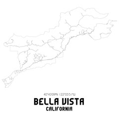 Bella Vista California. US street map with black and white lines.