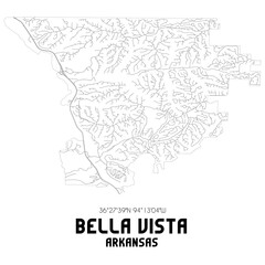 Bella Vista Arkansas. US street map with black and white lines.