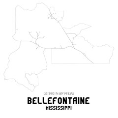 Bellefontaine Mississippi. US street map with black and white lines.