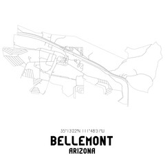 Bellemont Arizona. US street map with black and white lines.