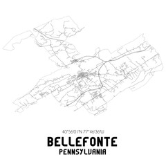 Fototapeta na wymiar Bellefonte Pennsylvania. US street map with black and white lines.