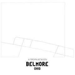 Belmore Ohio. US street map with black and white lines.