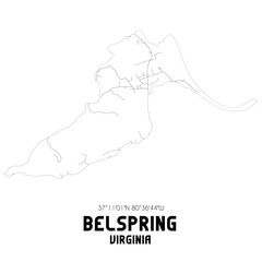 Belspring Virginia. US street map with black and white lines.