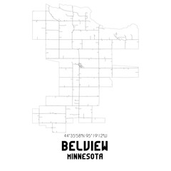 Belview Minnesota. US street map with black and white lines.