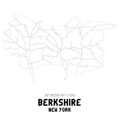 Berkshire New York. US street map with black and white lines.