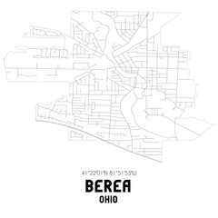 Berea Ohio. US street map with black and white lines.