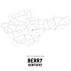 Berry Kentucky. US street map with black and white lines.