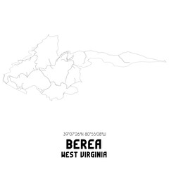 Berea West Virginia. US street map with black and white lines.