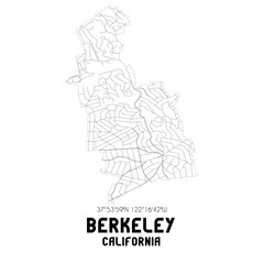 Berkeley California. US street map with black and white lines.