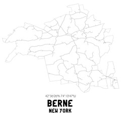 Berne New York. US street map with black and white lines.