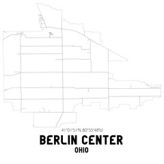 Berlin Center Ohio. US street map with black and white lines.