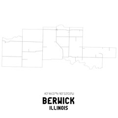 Berwick Illinois. US street map with black and white lines.