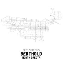 Berthold North Dakota. US street map with black and white lines.