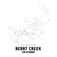 Berry Creek California. US street map with black and white lines.