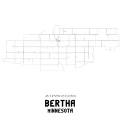 Bertha Minnesota. US street map with black and white lines.