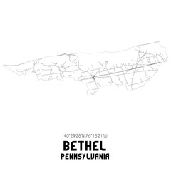 Bethel Pennsylvania. US street map with black and white lines.