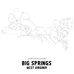 Big Springs West Virginia. US street map with black and white lines.