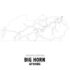 Big Horn Wyoming. US street map with black and white lines.