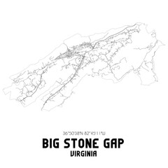 Big Stone Gap Virginia. US street map with black and white lines.
