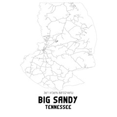 Big Sandy Tennessee. US street map with black and white lines.