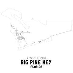 Big Pine Key Florida. US street map with black and white lines.